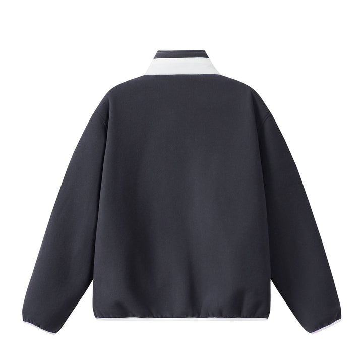 Unisex Oversize Fleece-Zipjacke mit Stehkragen und Kontrastpaspel Drune