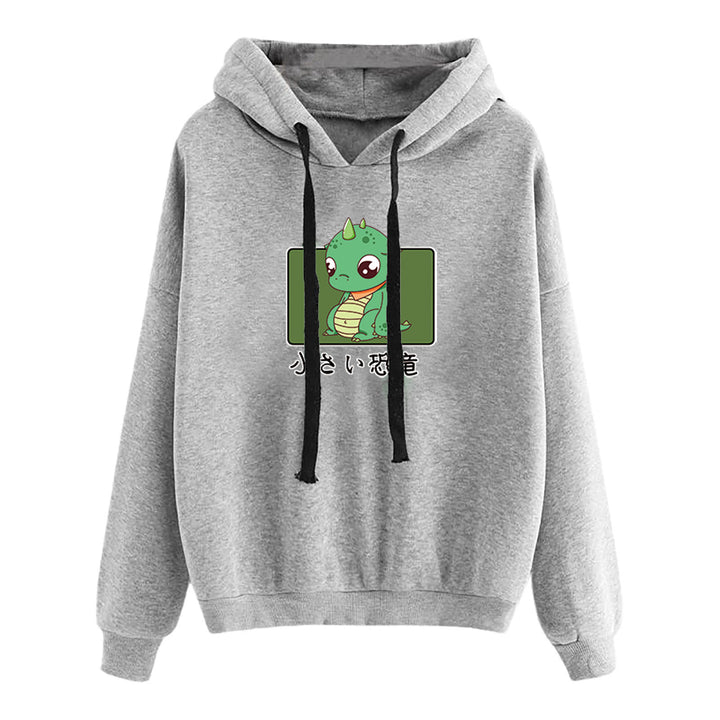 Damen nan kurz geschnittener Cropped-Kapuzenpullover mit niedlicher Frosch-Illustration und verstellbarer Kapuze Drune