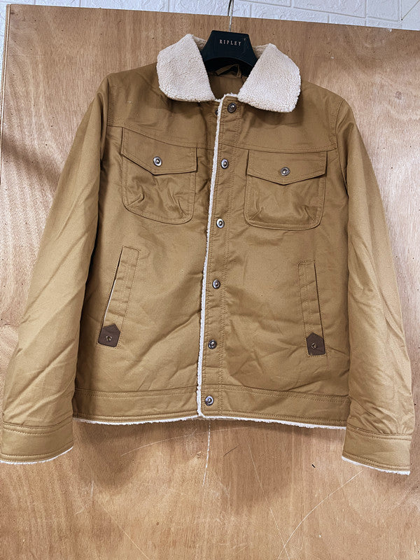 Herren Utility-Arbeitsjacke aus Canvas mit Kunstfellkragen und gesteppter Innenfütterung Drune