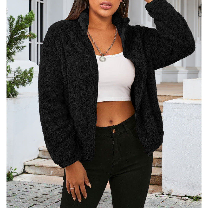 Damen Kuschelige Fleecejacke mit hohem Kragen und Reißverschluss Drune