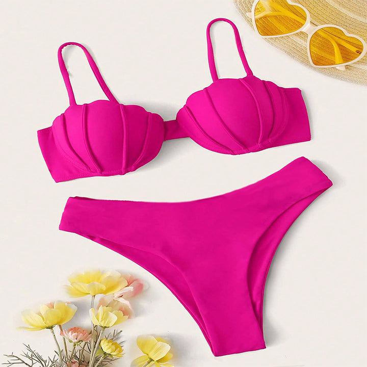 Damen Bikini-Set mit besonderer Muschelform und hohem Bund Drune