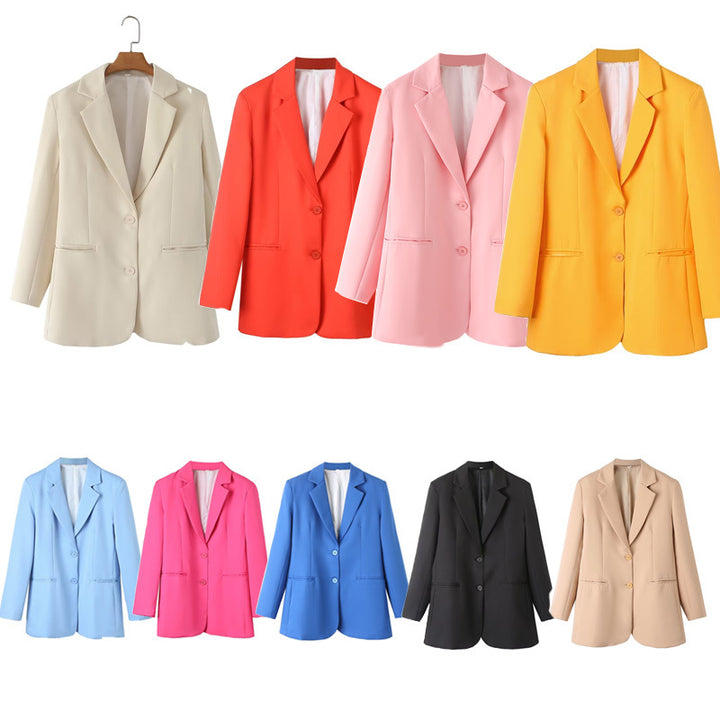Damen nan taillierter Oversize-Blazer mit Reverskragen, Knopfverschluss und paspelierten Leistentaschen Drune