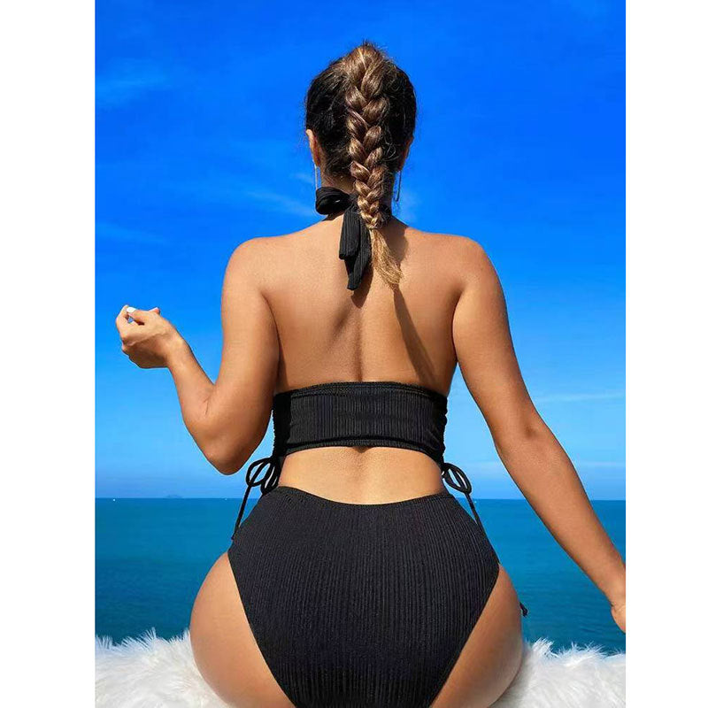 Damen Bikini-Set mit raffinierten Bindebändern und hohem Bund Drune