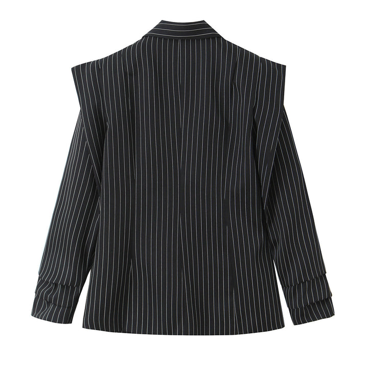 Damen Doppelreihiger Oversize-Blazer mit Nadelstreifen und markanten Schulterpolstern Drune