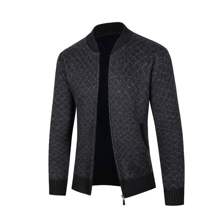 Herren Strickjacke mit modernem Rautenmuster und Reißverschluss Drune