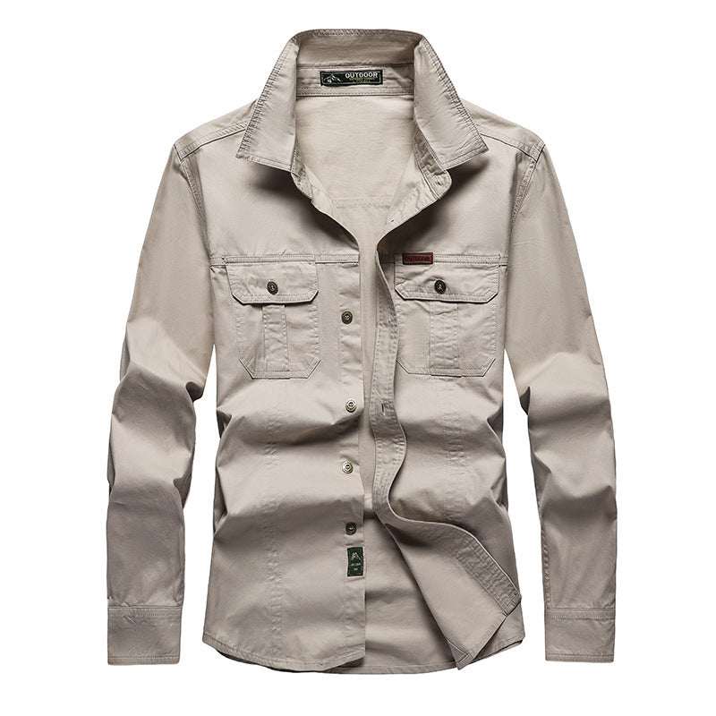 Herren nan Hemdjacke aus robustem Baumwoll-Twill mit verstärkten Brusttaschen Drune