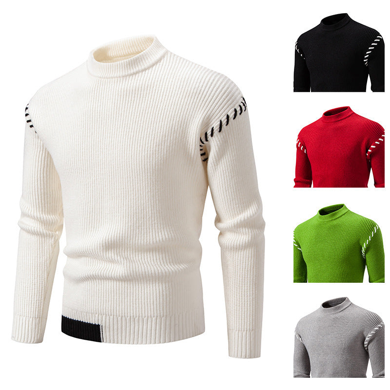 Herren modischer Strickpullover mit hohem Kragen und einzigartigem Zopfdesign Drune