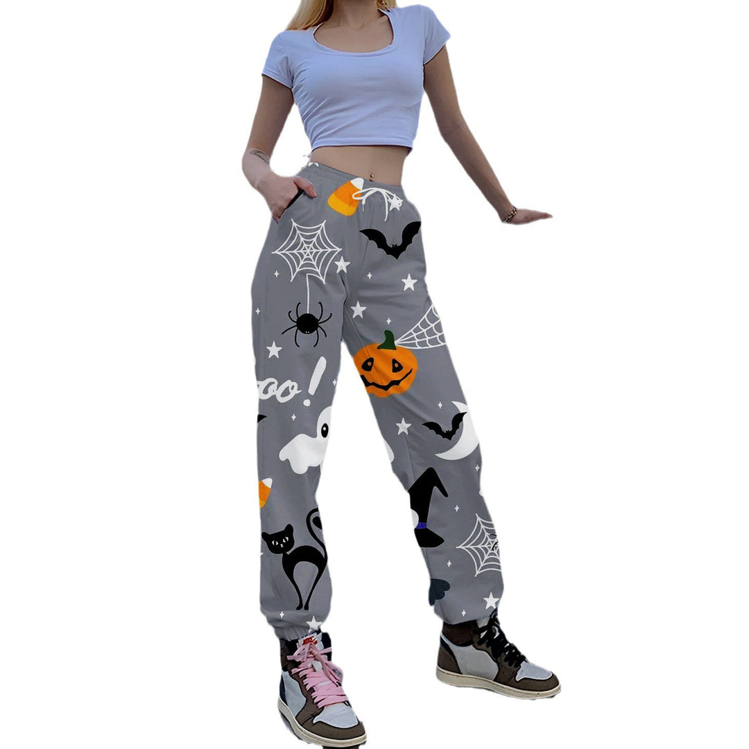 Damen Lässige Print-Hose mit herbstlichem Motiv Drune