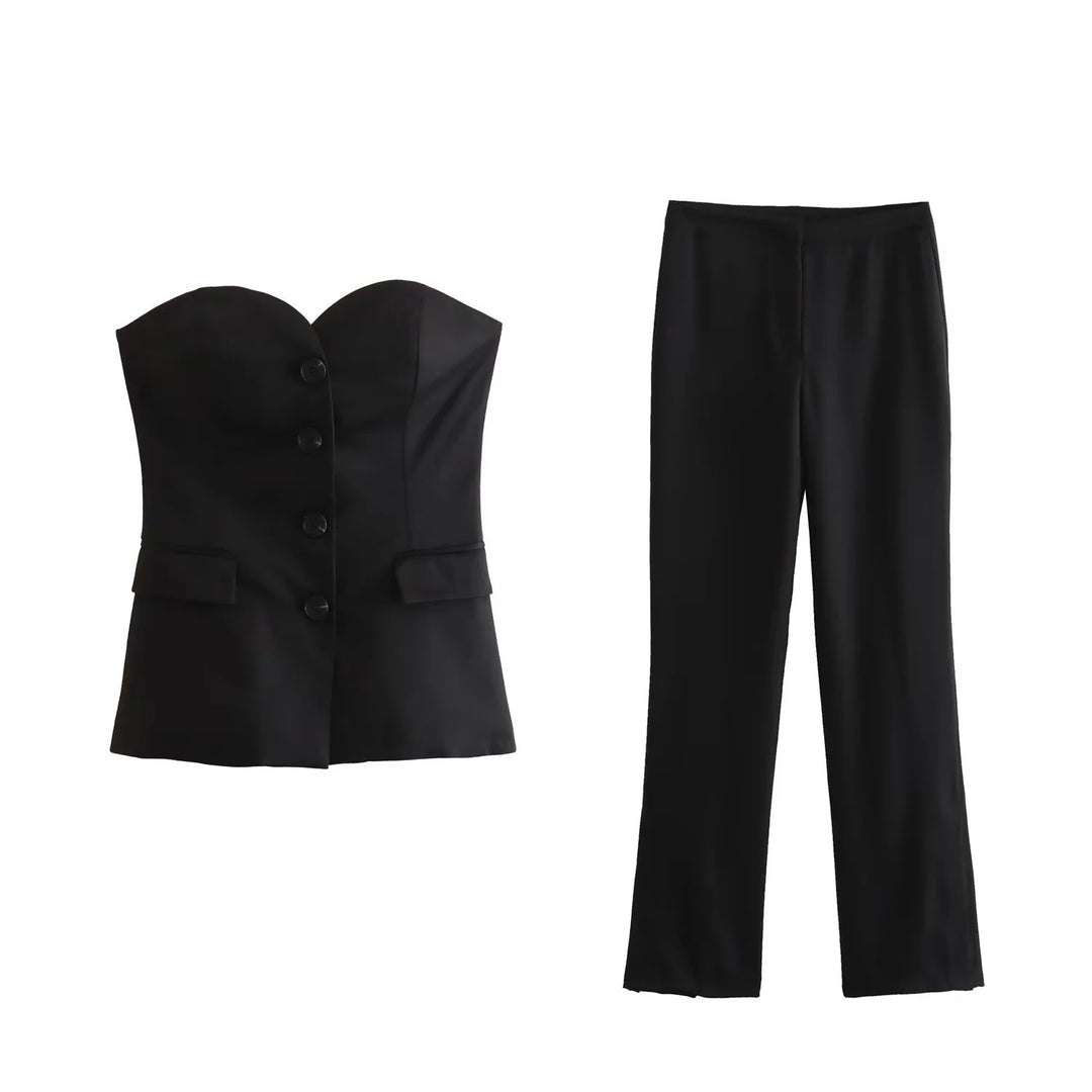 Damen Elegante Stretch-Hose mit geradem Bein und Bügelfalte Drune
