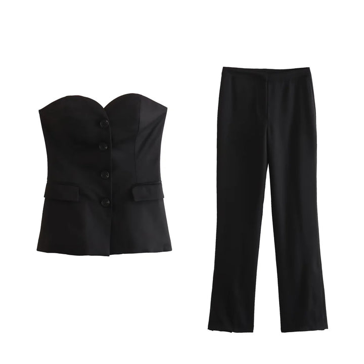 Damen Elegante Stretch-Hose mit geradem Bein und Bügelfalte Drune