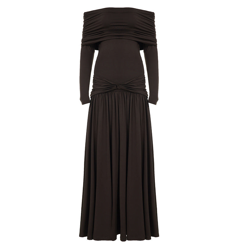 Damen Wickelkleid mit voluminösem Rüschensaum und elegantem Off-Shoulder-Design Drune