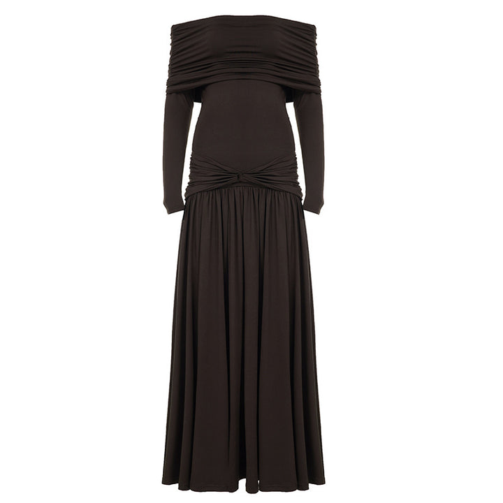 Damen Wickelkleid mit voluminösem Rüschensaum und elegantem Off-Shoulder-Design Drune
