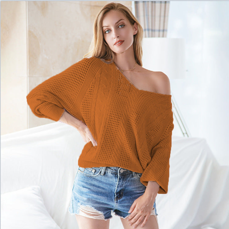 Damen Strickpullover mit Ajour-Muster und lockerem Schnitt Drune