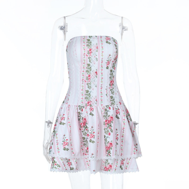 Damen Sommerliches Minikleid mit floralem Print und raffiniertem Schnitt Drune