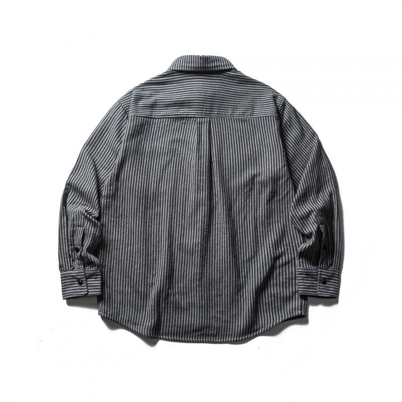 Herren Gestreiftes Oversize-Hemd aus gewaschenem Baumwollmix mit Brusttasche Drune