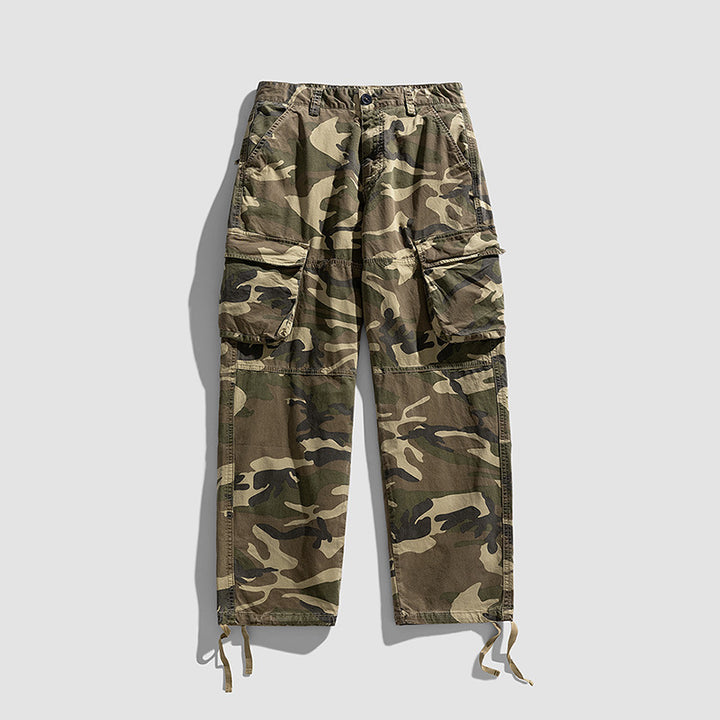 Herren Cargohose im Military-Style mit großvolumigen Klappentaschen und verstellbaren Beinabschlüssen Drune