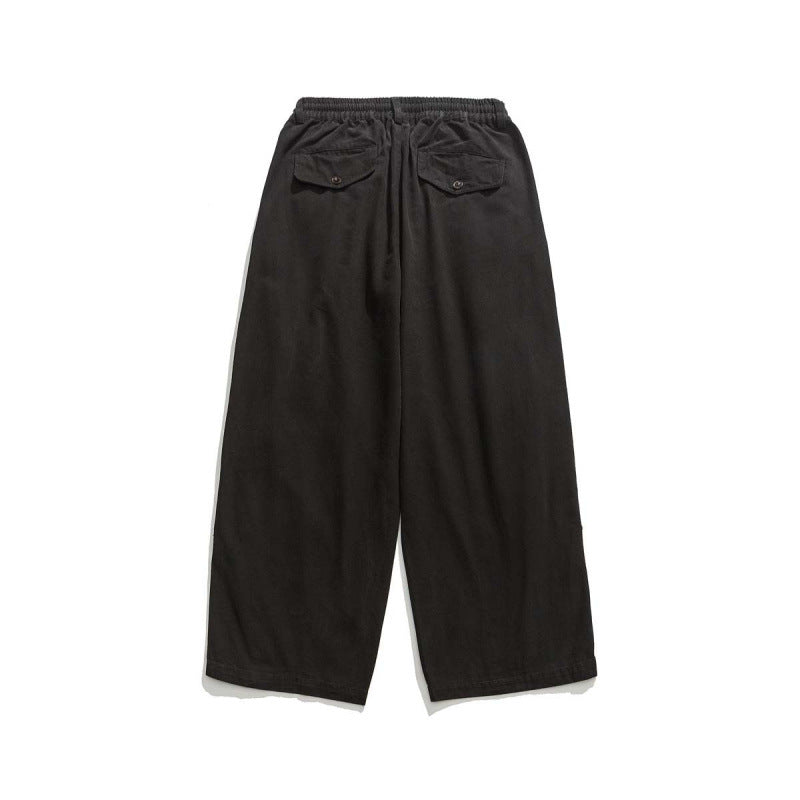 Herren Weite Cropped-Canvas-Hose im Utility‑Look mit elastischem Bund und markanten Falten Drune