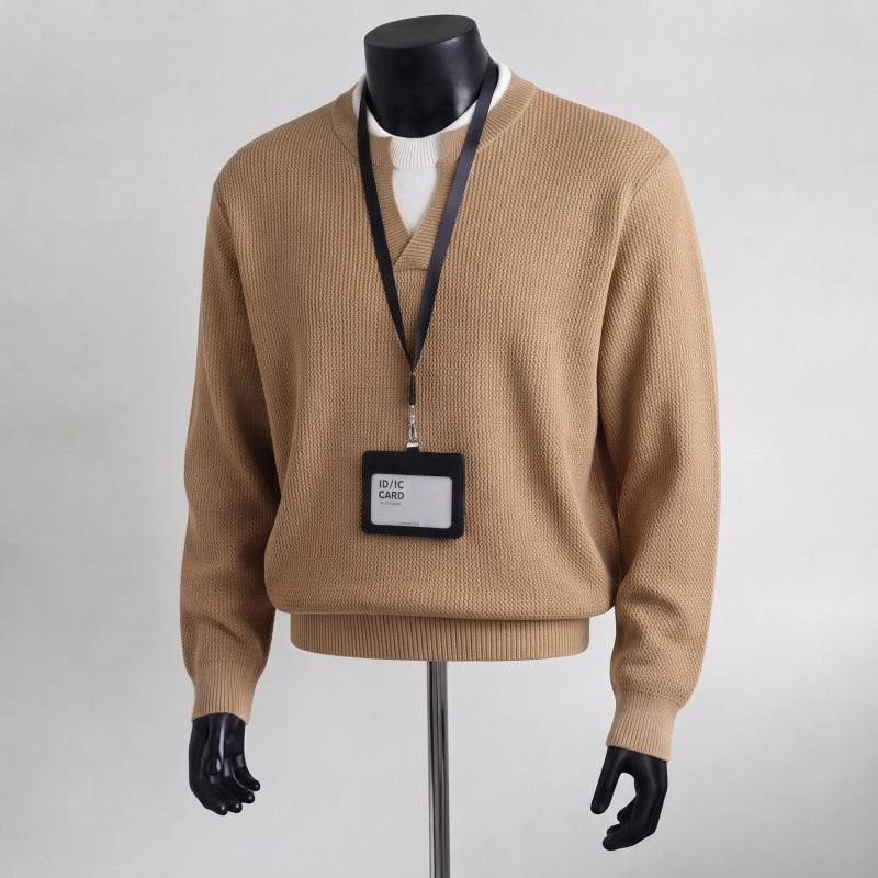 Herren Bequemer Strickpullover mit V-Ausschnitt Drune