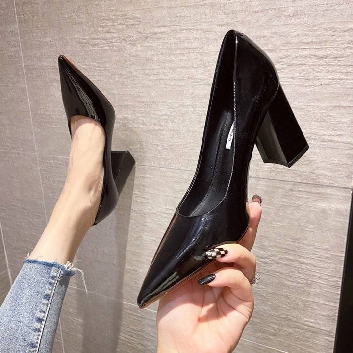 Damen spitze High Heels mit Blockabsatz Drune