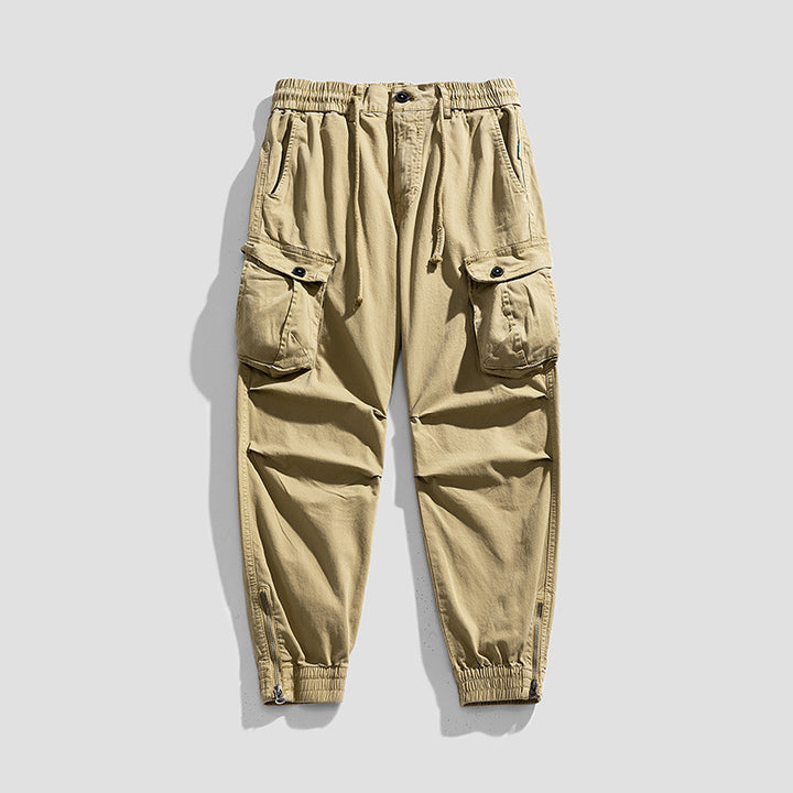 Herren Multifunktionale Zip‑Cargo‑Jogginghose mit Knieabnähern und elastischem Tunnelzugbund Drune