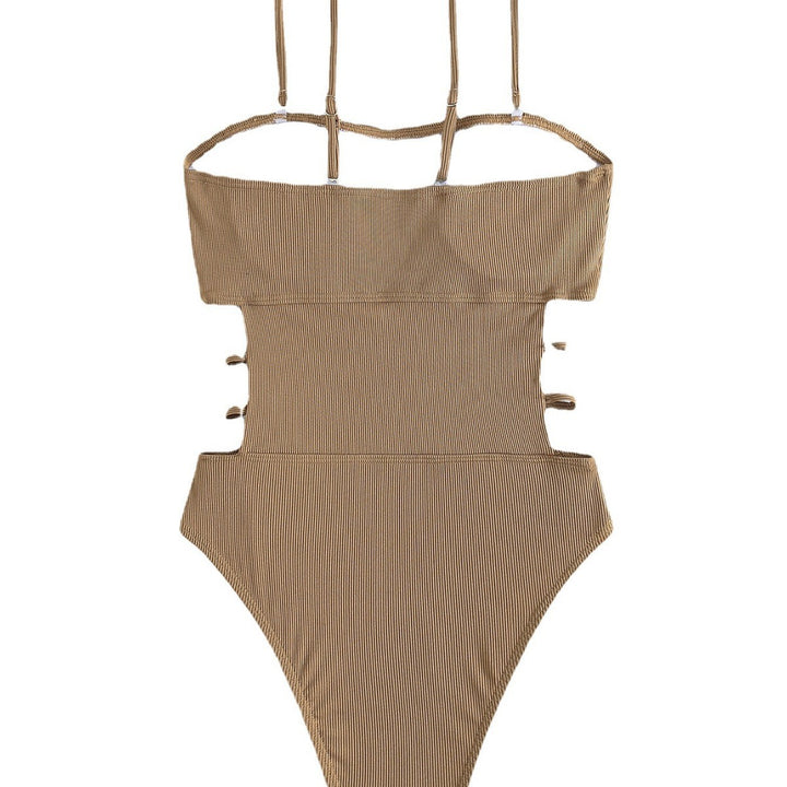 Damen Einteiler Badeanzug mit elegantem Schnitt und seitlichen Riemen Drune