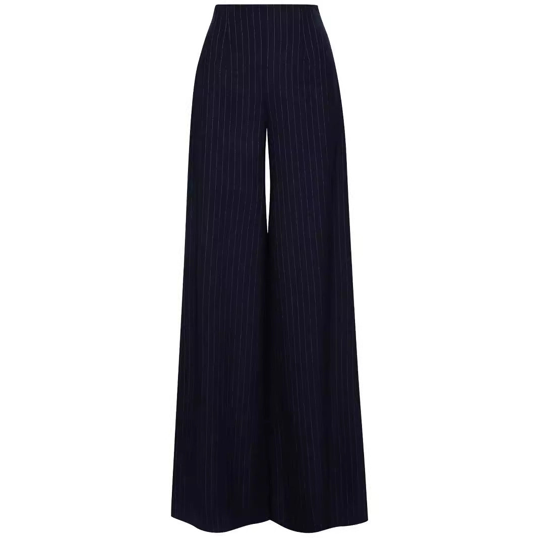 Damen Hochtaillierte Plissee‑Palazzohose mit weitem Bein Drune