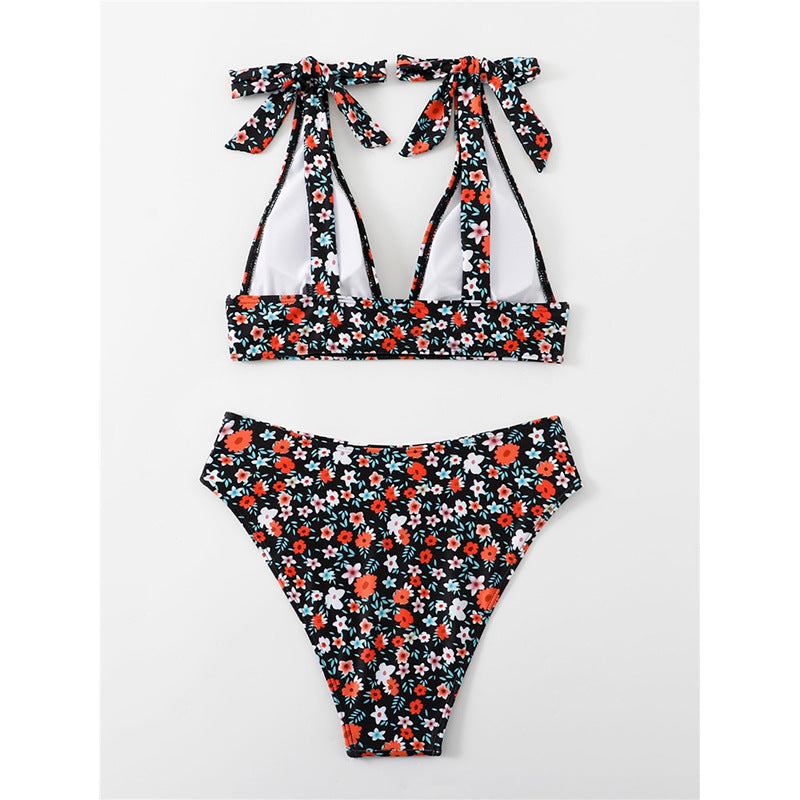 Damen Triangel-Bikini mit verstellbaren Schulterdetails und floralem Muster Drune
