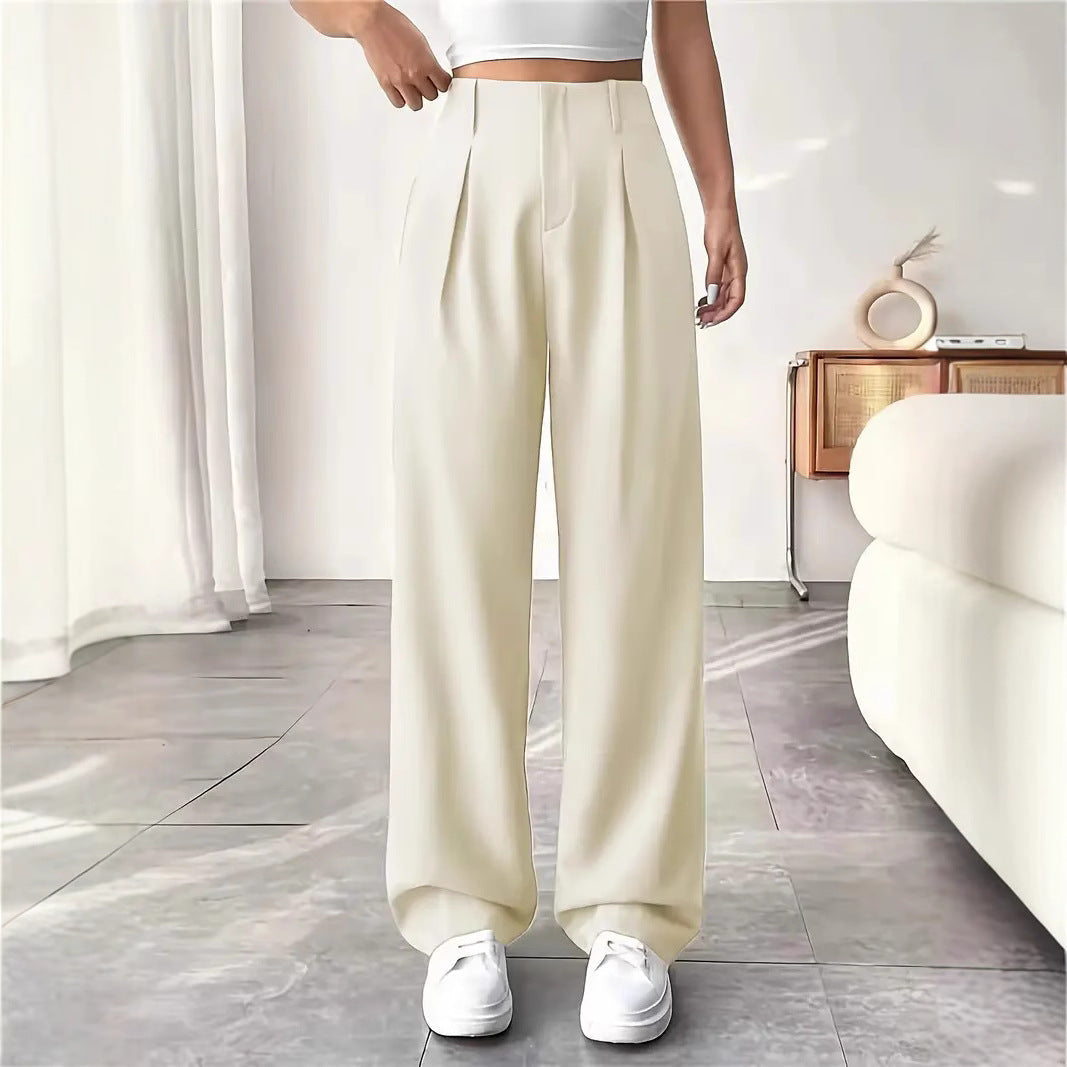 Damen Elegante Bundfaltenhose mit weitem Schnitt Drune