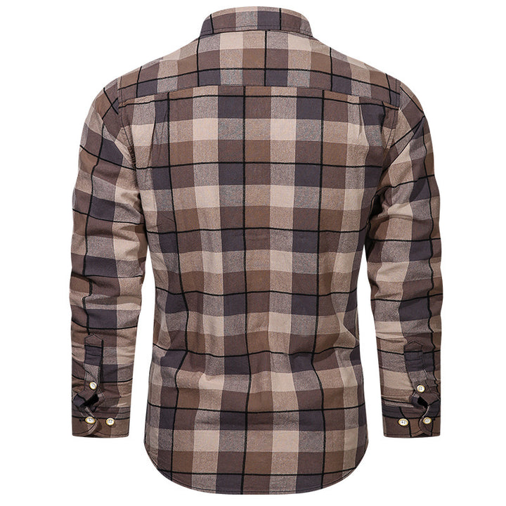Herren nan tailliertes Karomuster-Flanellhemd mit Brusttasche und weichem Baumwollmix Drune