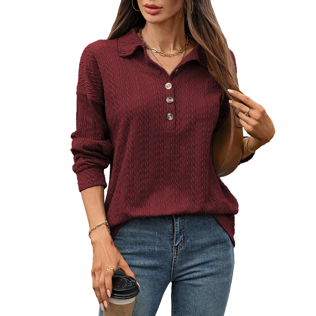 Damen Langarmshirt mit strukturiertem Knopfdesign Drune
