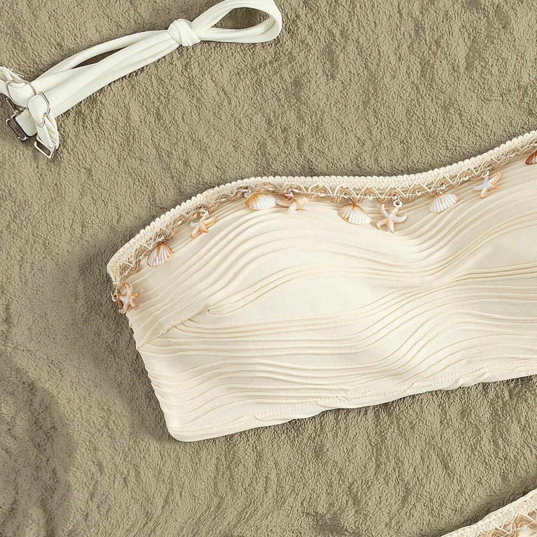 Damen Bandeau-Bikini mit Muschelverzierung Drune