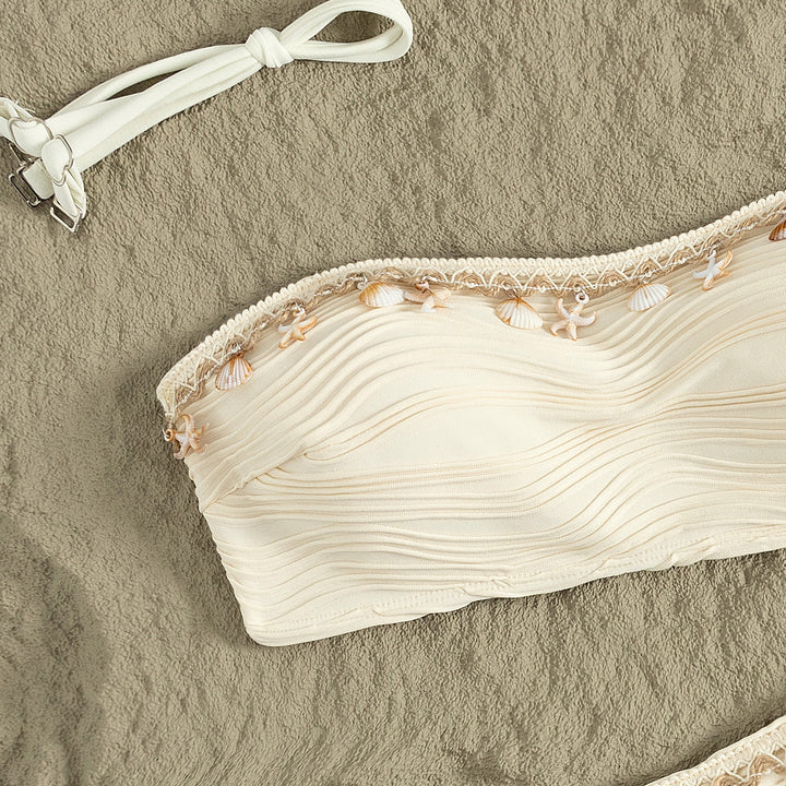 Damen Bandeau-Bikini mit Muschelverzierung Drune