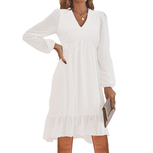 Damen Blusenkleid mit voluminösen Ärmeln und Rüschenabschluss Drune
