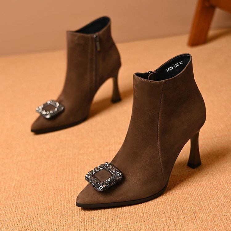 Damen Elegante spitze Stiefeletten mit Glitzer-Akzenten Drune