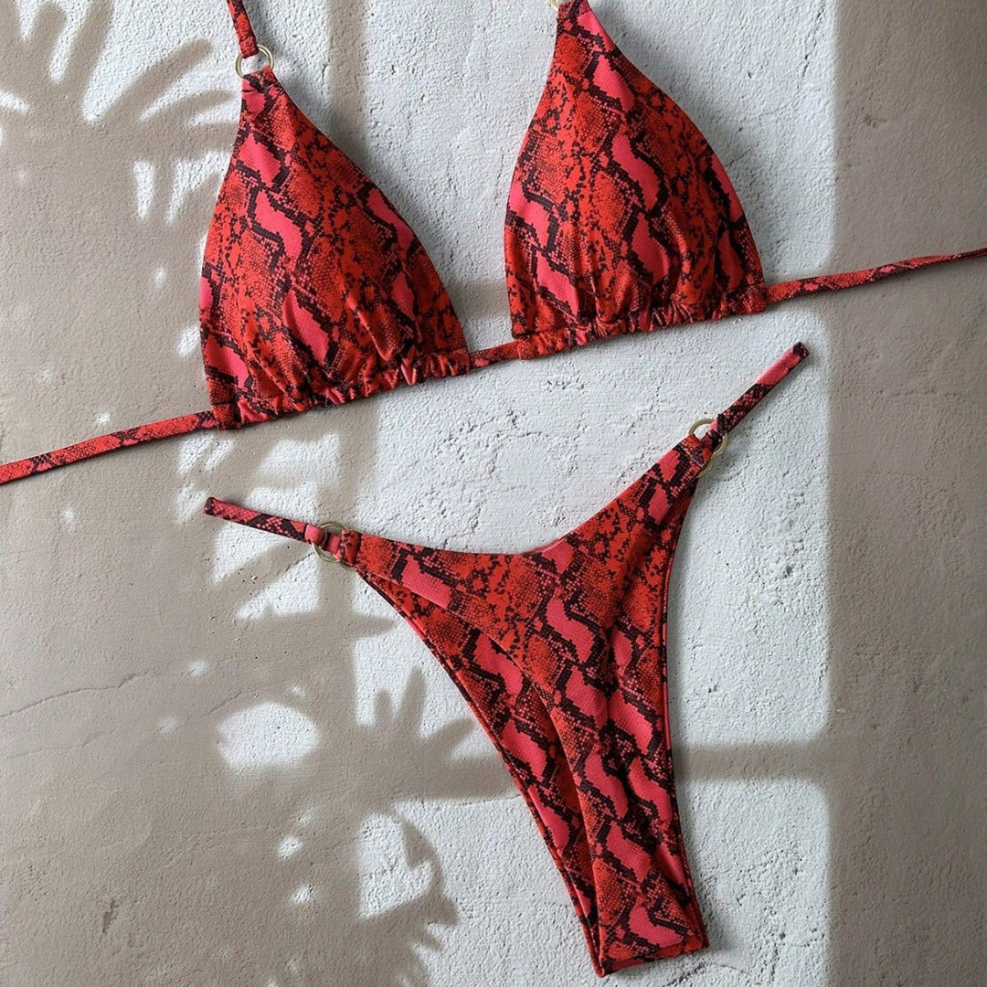 Damen Tiermuster Triangel-Bikini Drune