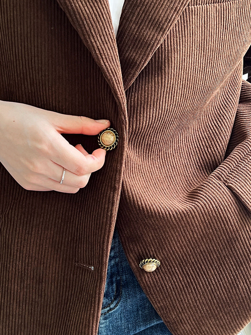 Drune | Lockere Metallschnalle Cordjacke