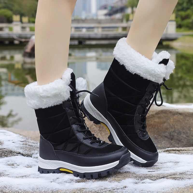 Damen Winterstiefel mit Kunstfellkragen, gesteppter Schaft und profilierter Thermosohle Drune