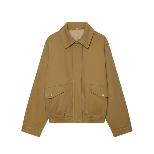 Damen nan leichte Fieldjacke aus Baumwollmix mit verdeckter Druckknopfleiste, Hemdkragen und elastischem Saum Drune