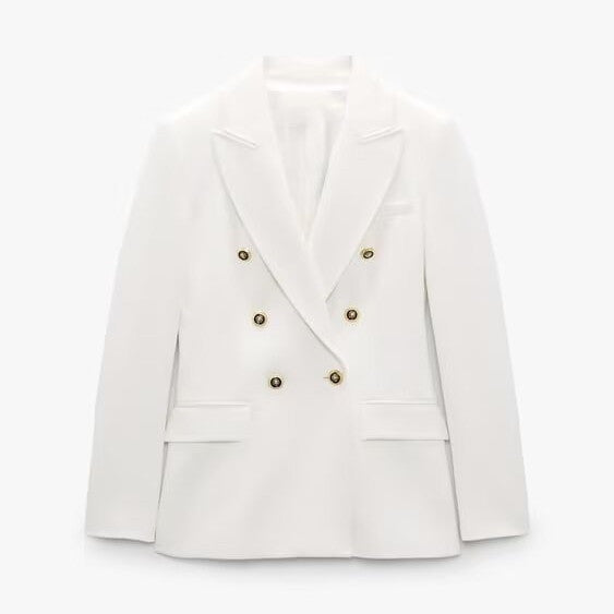 Drune | Grüner Doppelreihiger Blazer Damen - Lässig - Einstufig - Unmustered