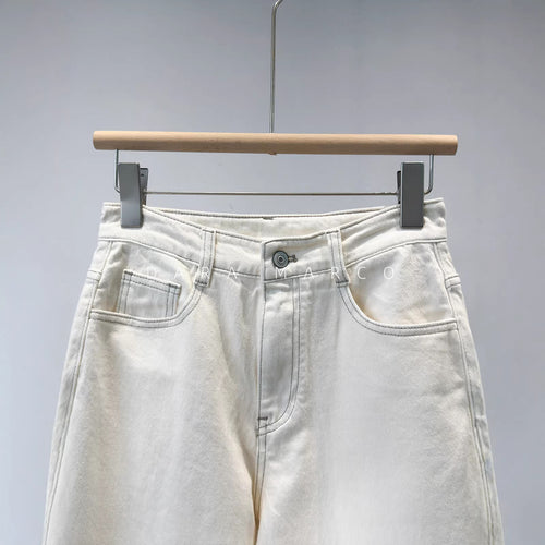 Damen Hoch sitzende Weitbein Denim Hose Drune