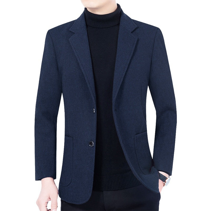 Herren Strukturierter Strickblazer mit Reverskragen und aufgesetzten Taschen Drune