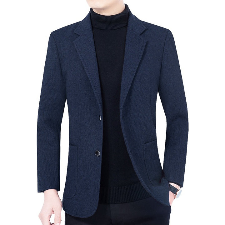 Herren Strukturierter Strickblazer mit Reverskragen und aufgesetzten Taschen Drune