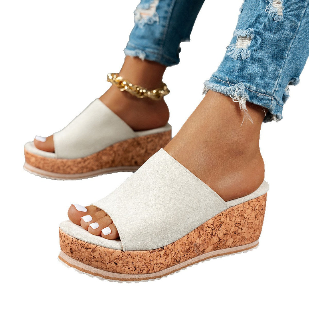 Damen Wedge-Pantoletten mit wildem Leopardenmuster und komfortabler Korksohle Drune