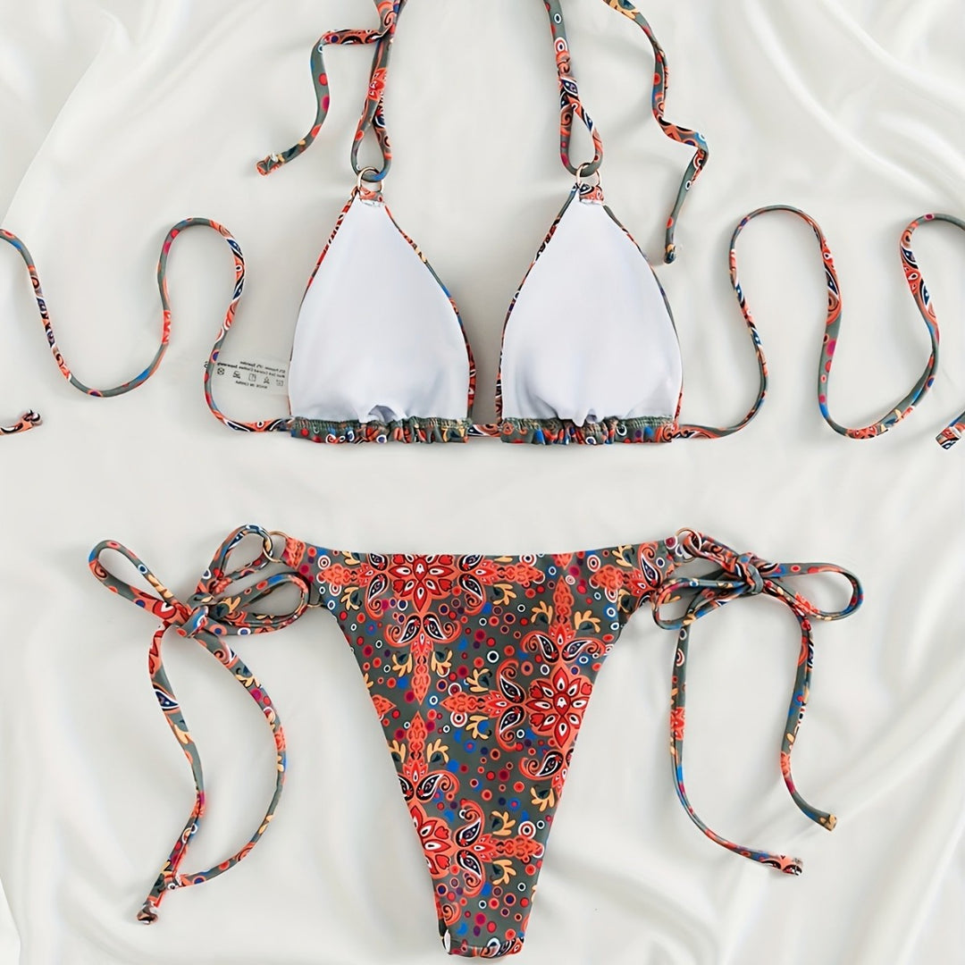 Damen Bikiniset mit verstellbaren Trägern und modernen Schnürdetails Drune