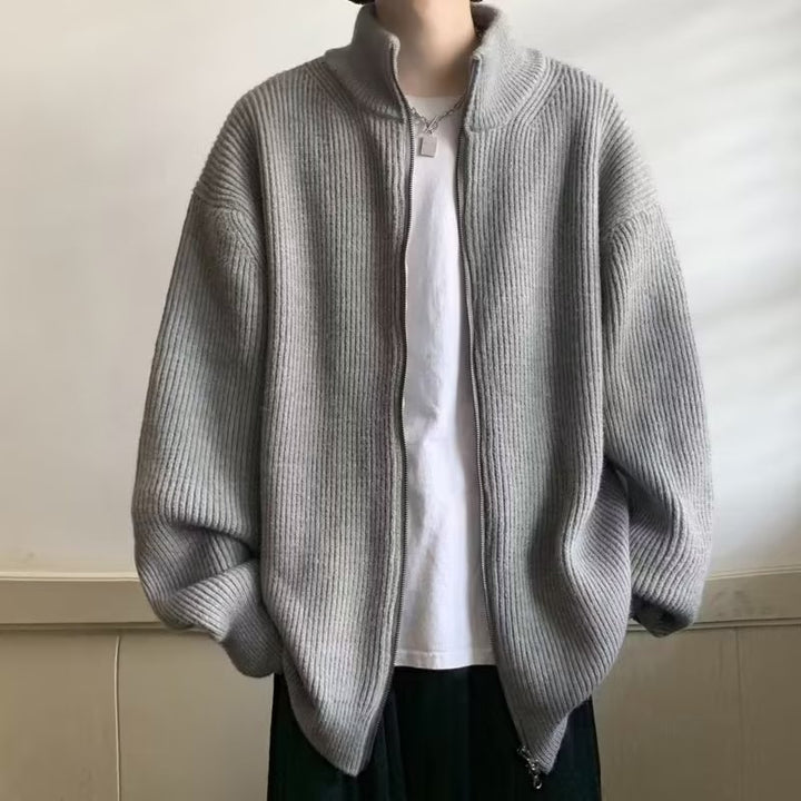 Herren Übergroße Strickjacke mit Stehkragen Drune