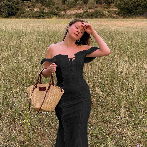 Damen Sommerliches Maxikleid mit Rüschendetails Drune