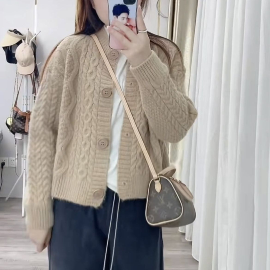 Damen Kuschelige Strickjacke mit Zopfmuster Drune 1772285547