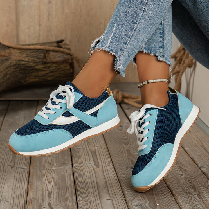 Damen  leichte Retro-Lauf-Sneaker mit verstärkter Zehenkappe, atmungsaktivem Mesh-Obermaterial und profilierter Gummilaufsohle Drune