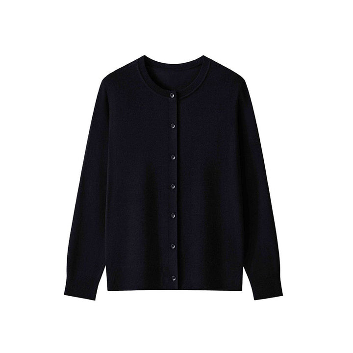 Damen Feinstrick-Cardigan mit Rundhalsausschnitt und Knopfleiste Drune
