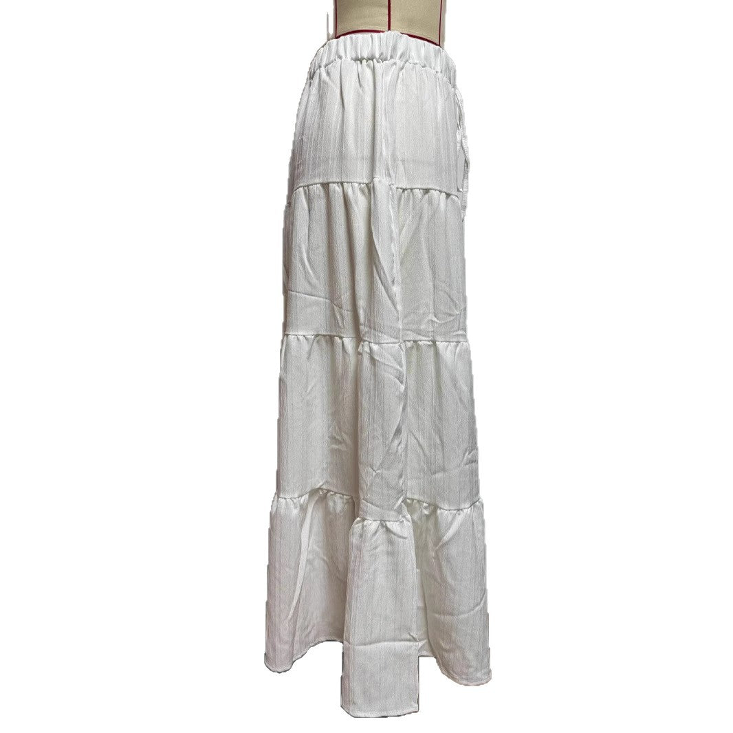 Damen Maxi-Rock mit lässigem Volant-Design und elastischem Bund Drune